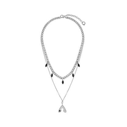 Punk Moth Double-layer Zircon Necklace