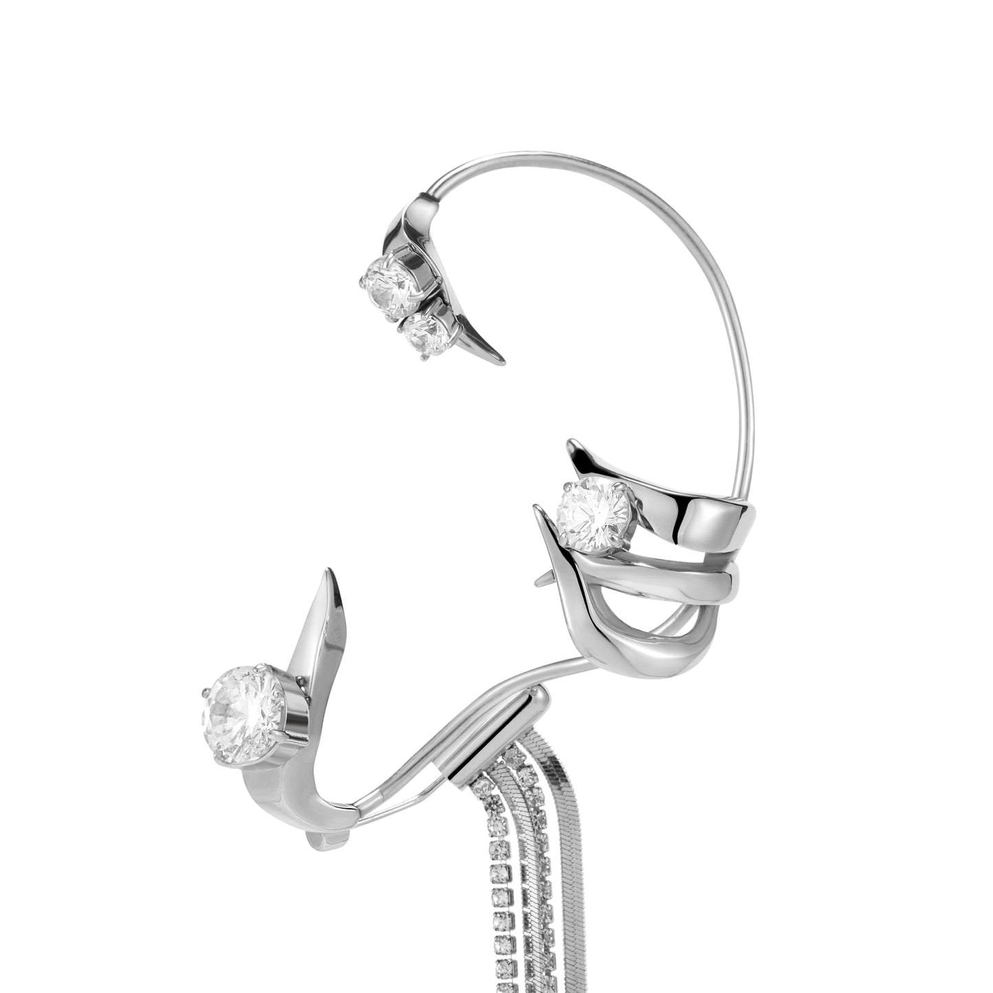 Crystal Tassel Ear Cuff (Left Ear Single)