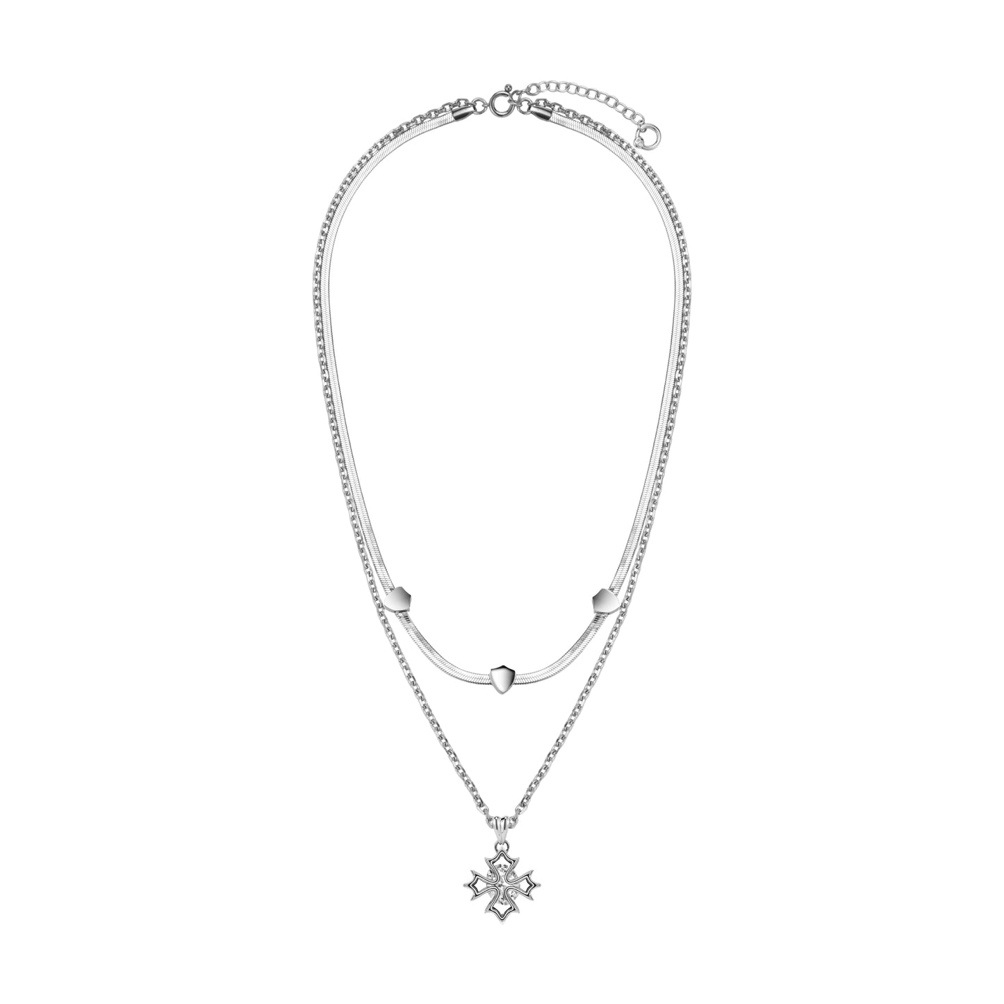 Crossflower Double-Layer Necklace