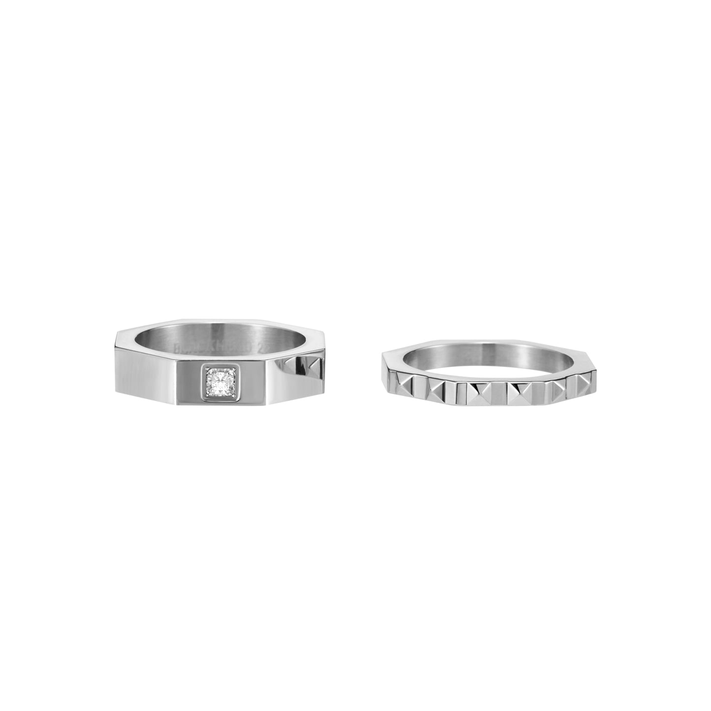 Studded Square-Cut Ring Set
