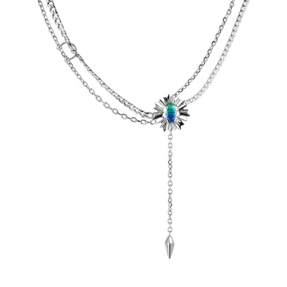 Cornflower Double-Layer Drawstring Necklace