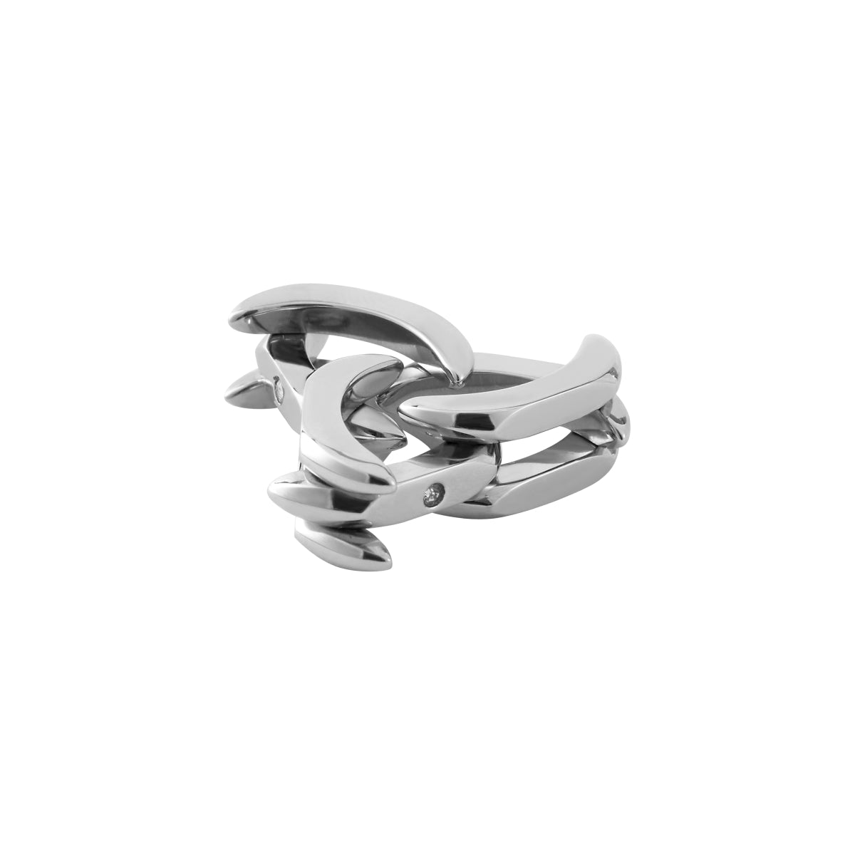 Rhinestone Inlay Structured Adjustable Ring