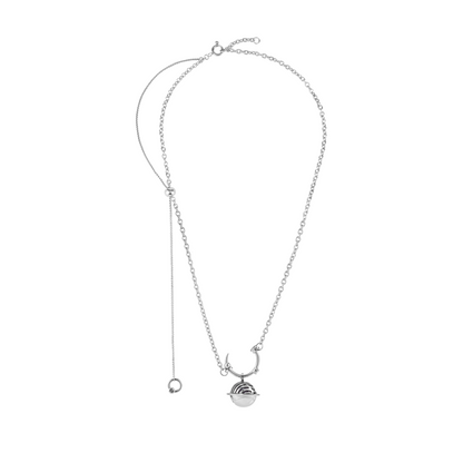 Planet Calling Jingle Bell Amethyst Pull-Adjustable Necklace