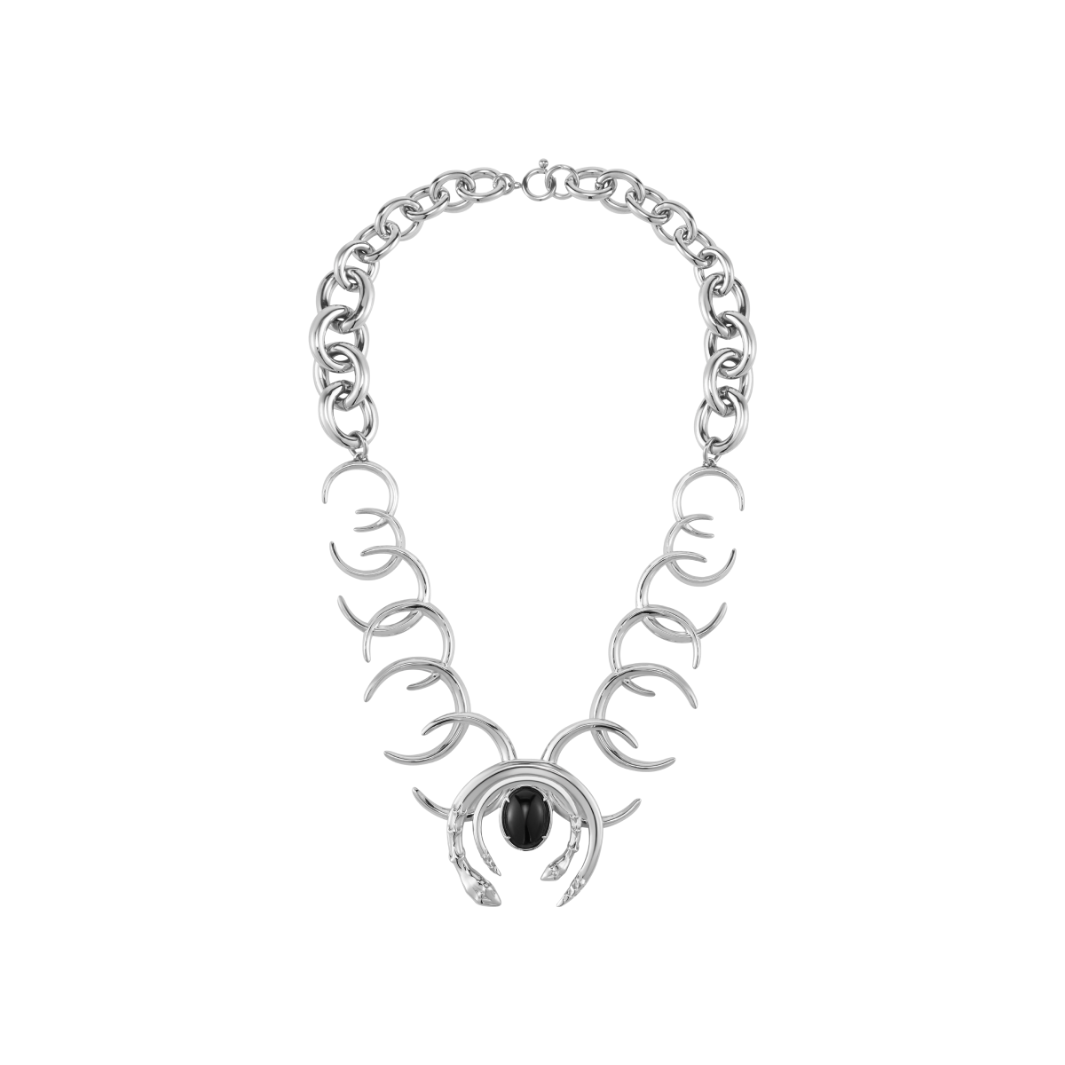 Triple Serpent Ring Black Onyx Necklace