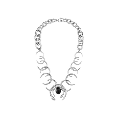 Triple Serpent Ring Black Onyx Necklace