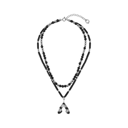 Punk Moth Double-layer Beaded Necklace