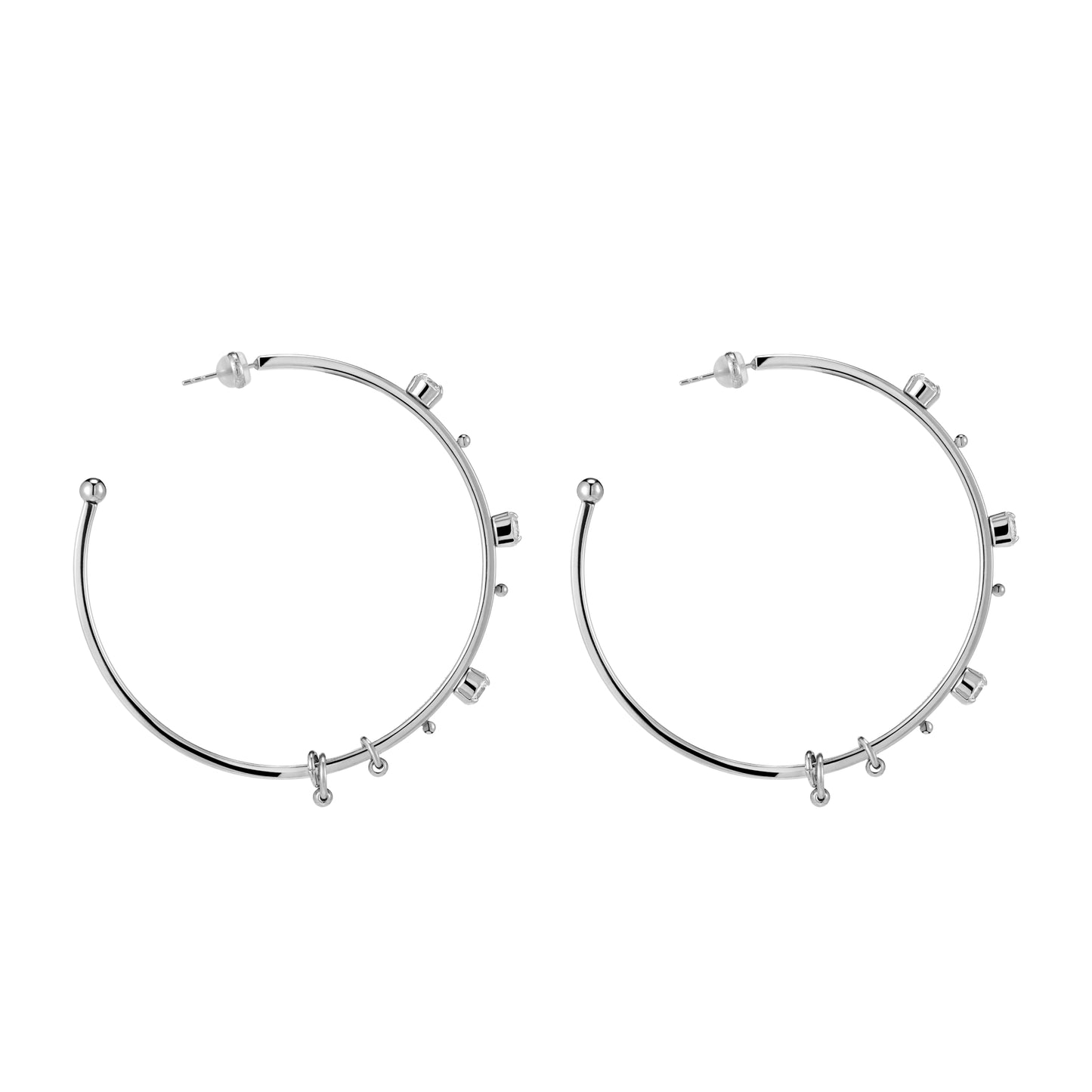 Pierced Crystal-Set Large Hoop Earrings