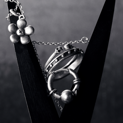 S925 Double-Layer Skull Pinky Ring