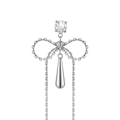 Ribbon Bow Zircon Drop Earrings