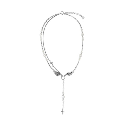 S925 Booby Bird Wing Pearl Necklace