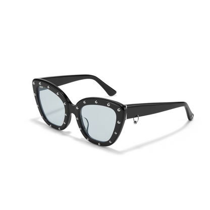 Cat Eye Studded Round Frame Sunglasses