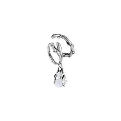S925 Booby Bird Feather Double Layer Ear Cuff