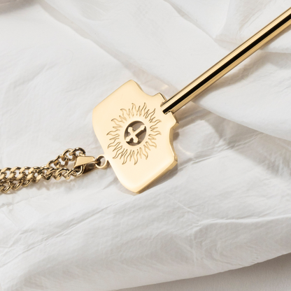 Flame Cross Key Pendant Titanium Steel Necklace