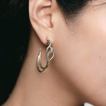 Snake Loop Double Layer Earrings (Two-Tone)