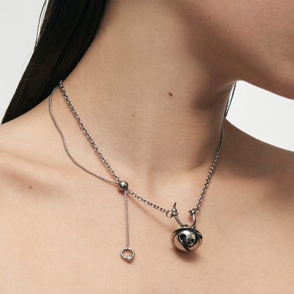 Planet Calling Jingle Bell Amethyst Pull-Adjustable Necklace