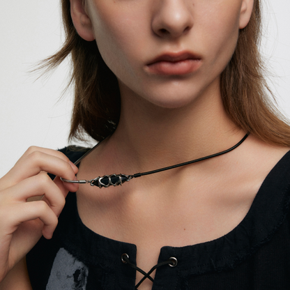 Star Cone Black Onyx Splicing Necklace