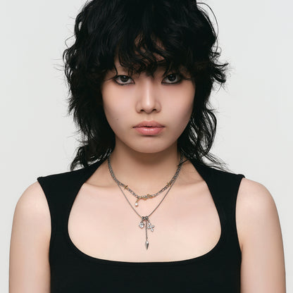 Starburst Key Mini Snake Double Layer Necklace