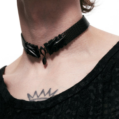 Punk Moth Pattern Wide Choker