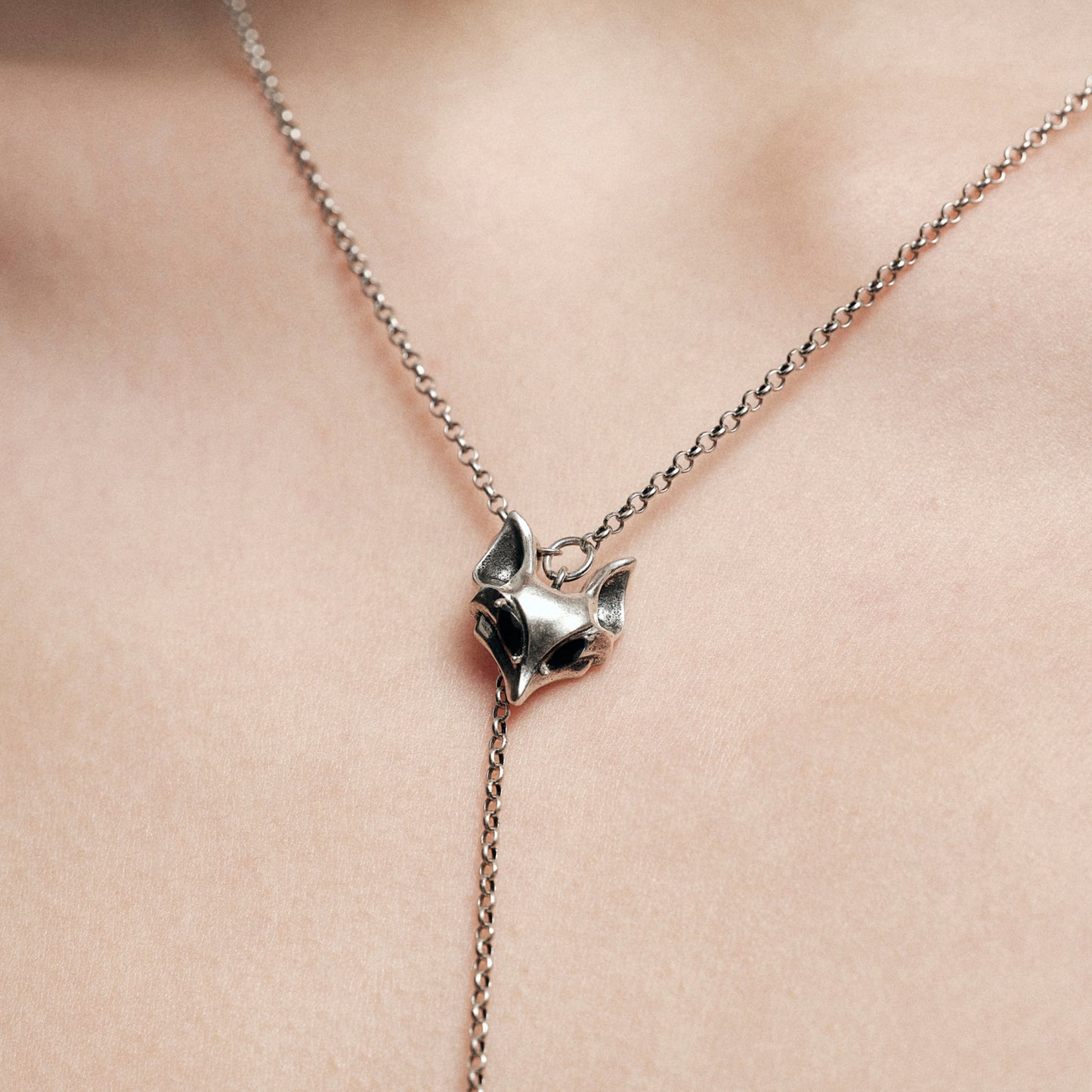 Fox Mask Adjustable Y Necklace