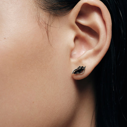Fox Black Stud Earring