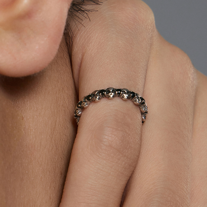 S925 Skull Black Zircon Pinky Ring