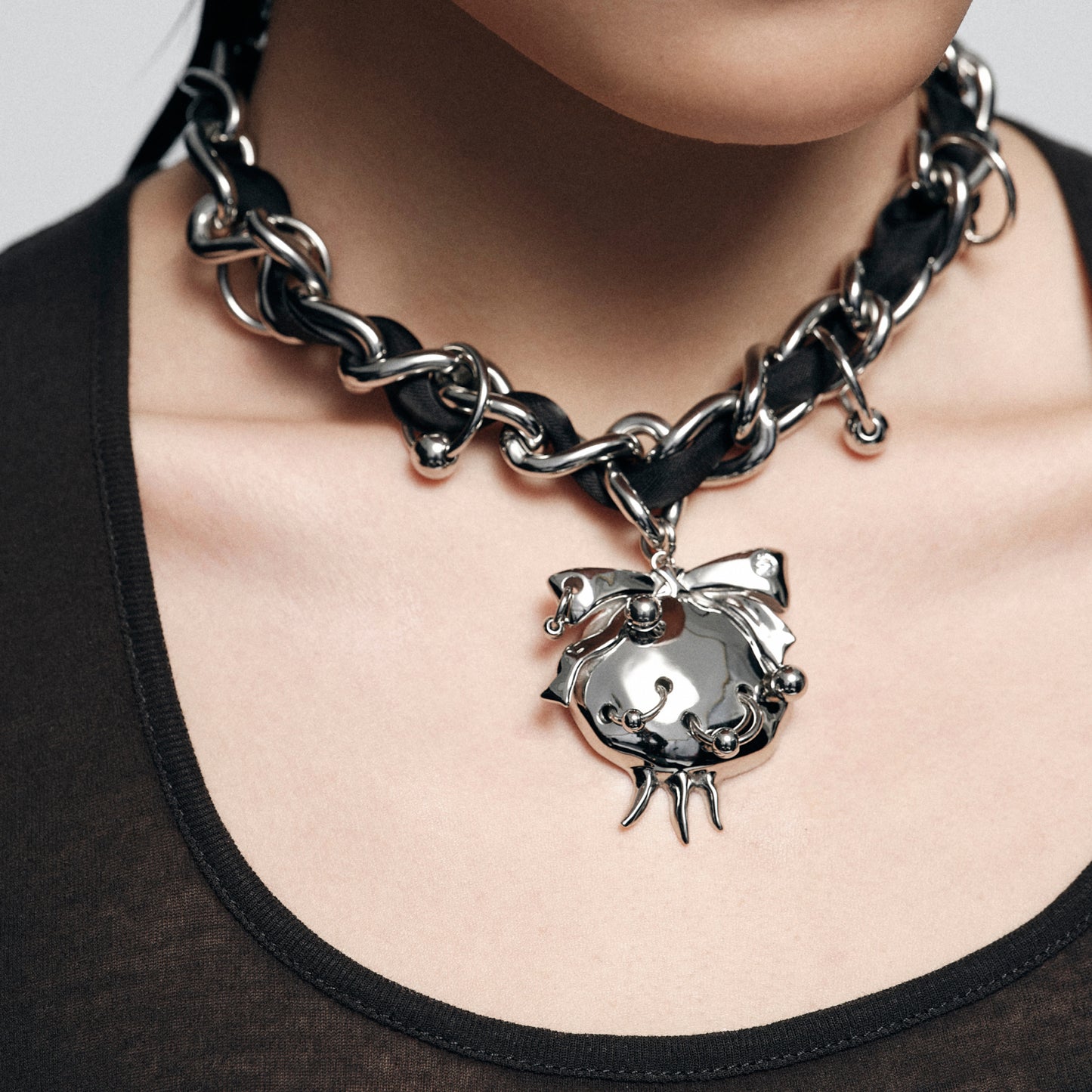 Pierced Pomegranate Strap Choker