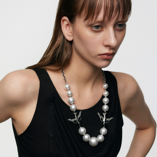 Double Peace Dove Pearl Necklace