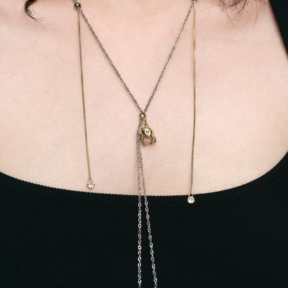 Snake Head Slider Y Necklace