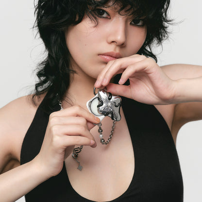 Starburst Key Coiled Snake Perfume Locket Necklace
