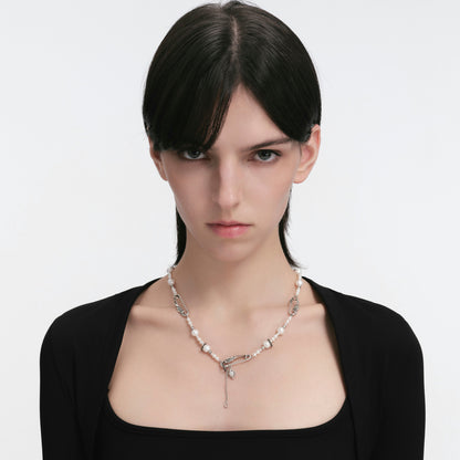 S925 Booby Bird Pin Pearl Necklace