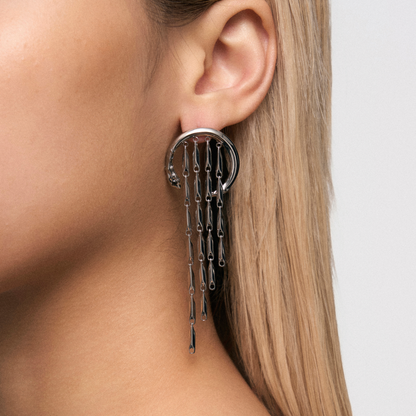 Snake Hoop Tassel Earrings