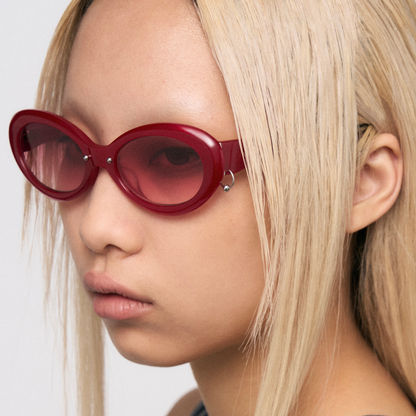 Cat Eye Full-Frame Sunglasses (Red)