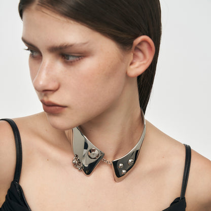 Devil Bow Tie Piercing Metal Choker