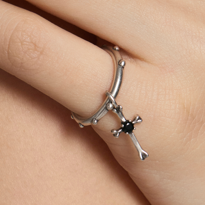 S925 Cross Pendant Pinky Ring