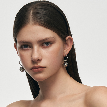 Planet Calling Jingle Bell Amethyst Drop Earrings