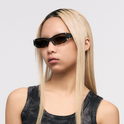 Square Half-Frame Sunglasses (Black)