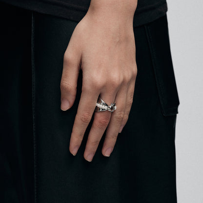 Bad Pomegranate Beaded Bow Ring