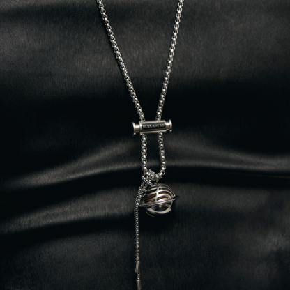 Planet Calling Jingle Bell Amethyst Sweater Chain Necklace