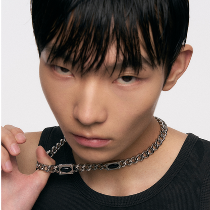 Black Onyx Snake Pattern Necklace