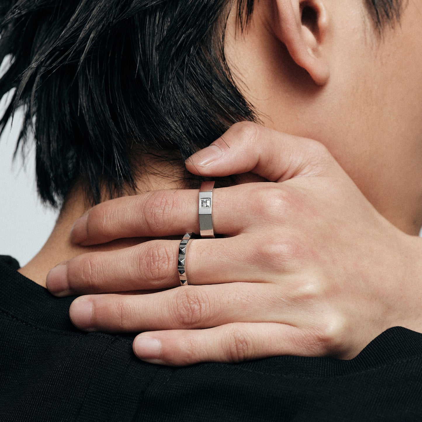 Studded Square-Cut Ring Set