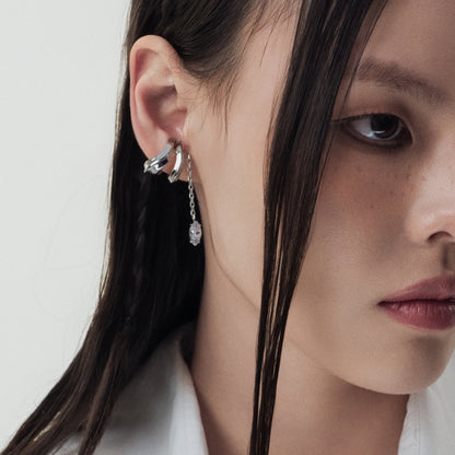 Ribbon Pendant Double-Layer Ear Cuff