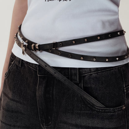 Crossflower Double-Layer Leather Belt
