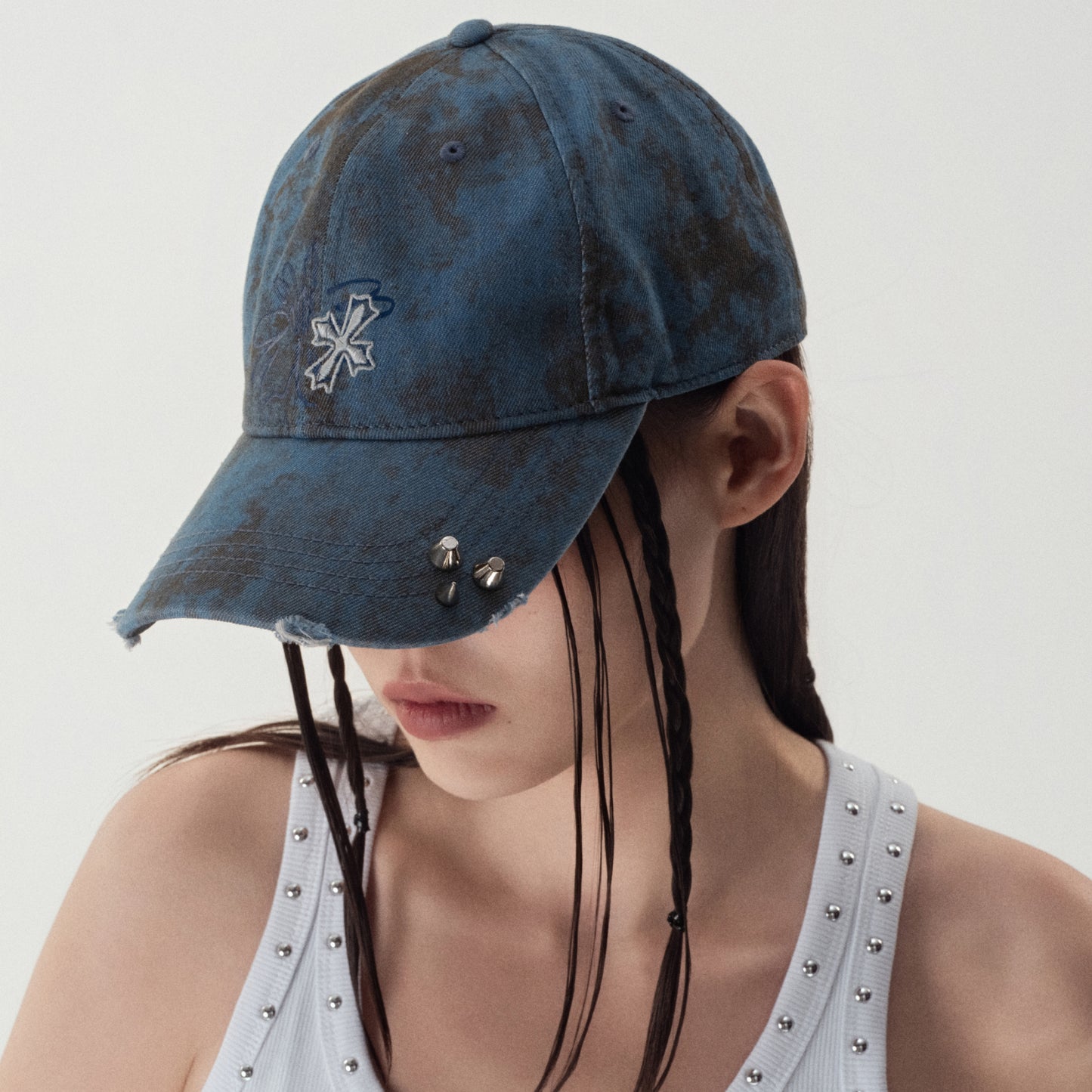 Crossflower Emblem Denim Baseball Cap