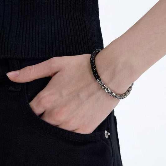Black & Silver Two-Tone Chain Bracelet