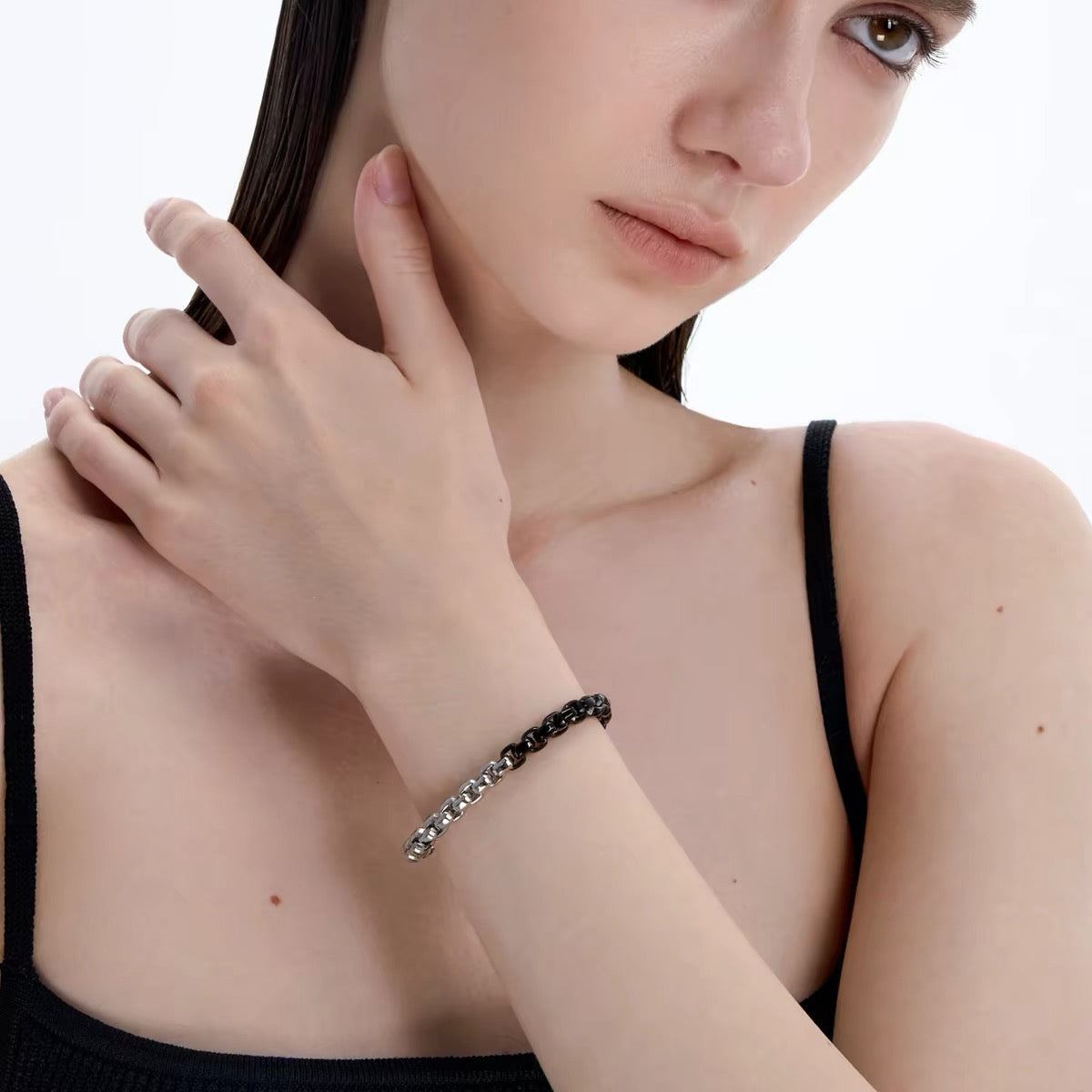 Black & Silver Two-Tone Chain Bracelet