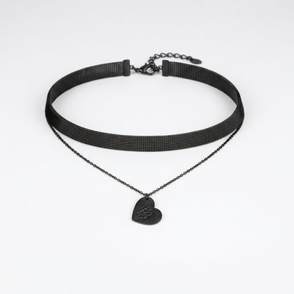 Letter Heart Layered Choker Necklace