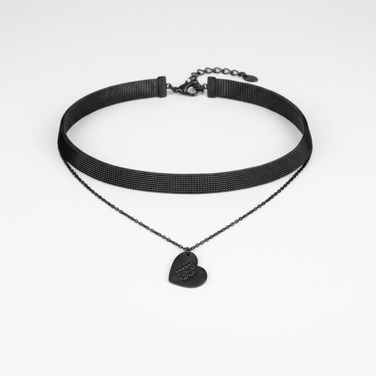 Letter Heart Layered Choker Necklace