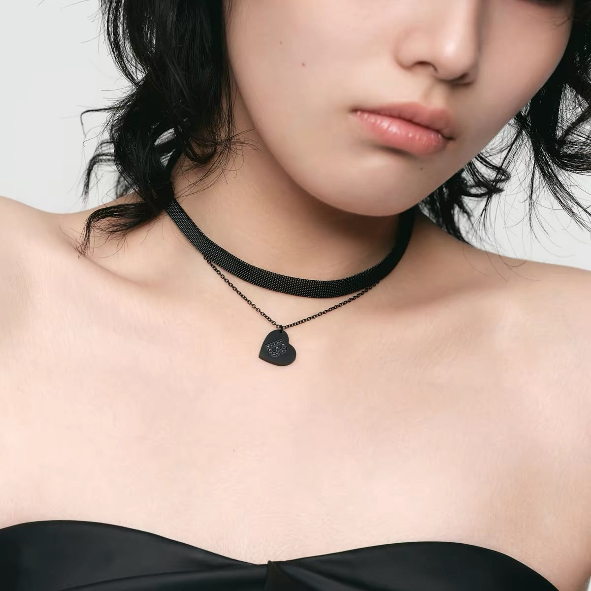 Letter Heart Layered Choker Necklace