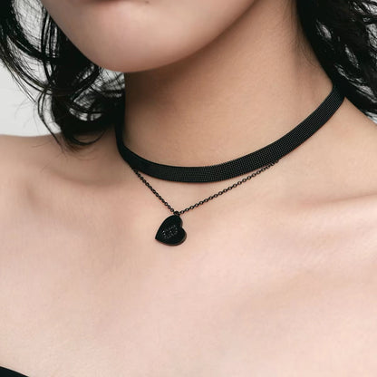 Letter Heart Layered Choker Necklace