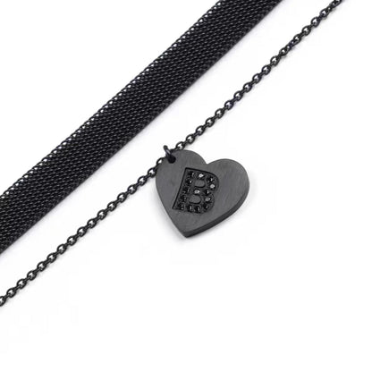 Letter Heart Layered Choker Necklace